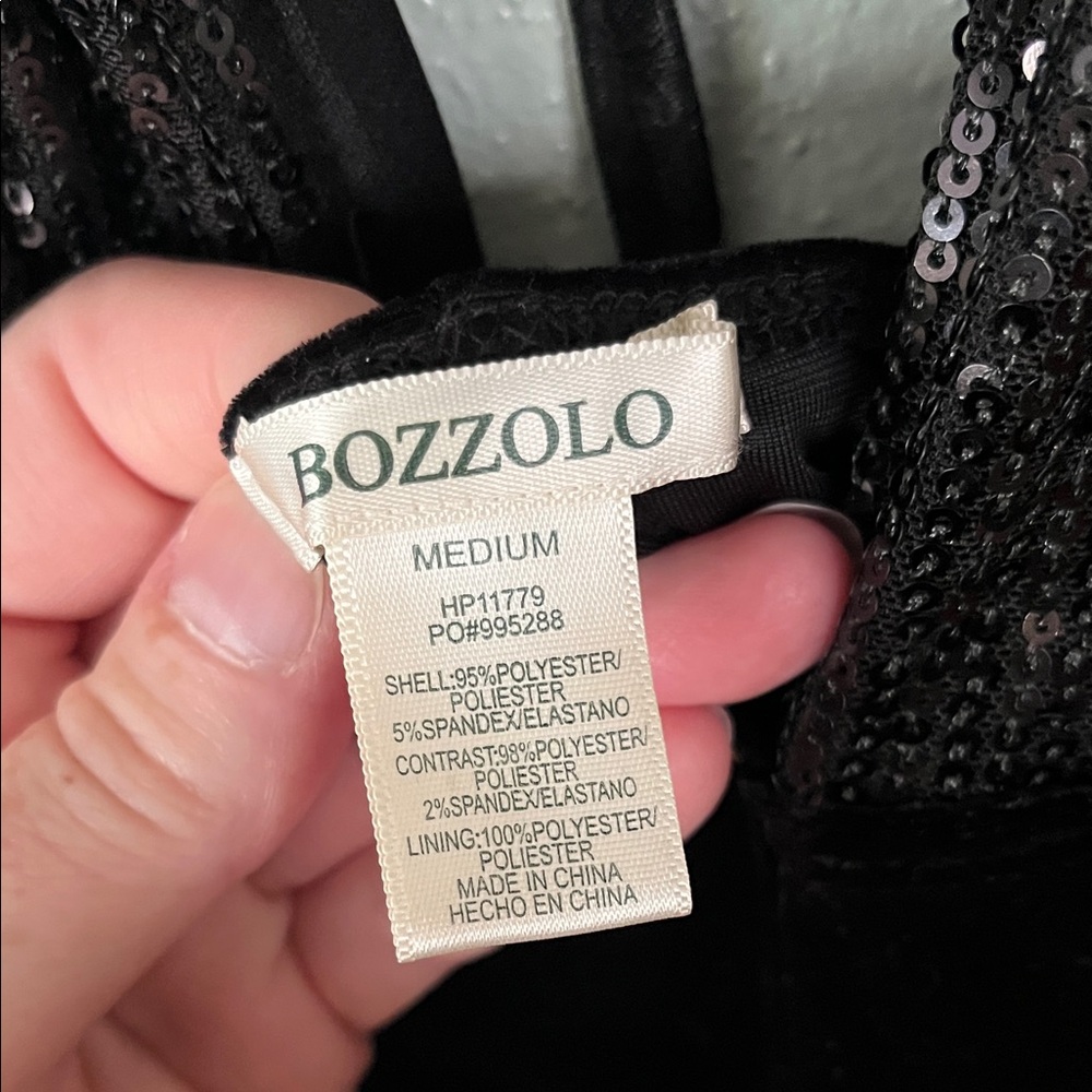 Bozzolo Black Sequin Velvet Halter Jumpsuit - Picture 2 of 14
